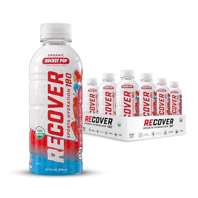 RECOVER 180 Organic Sports Hydration Drink, No Sugar Added, 20 Calorie Sports Beverage, Organic