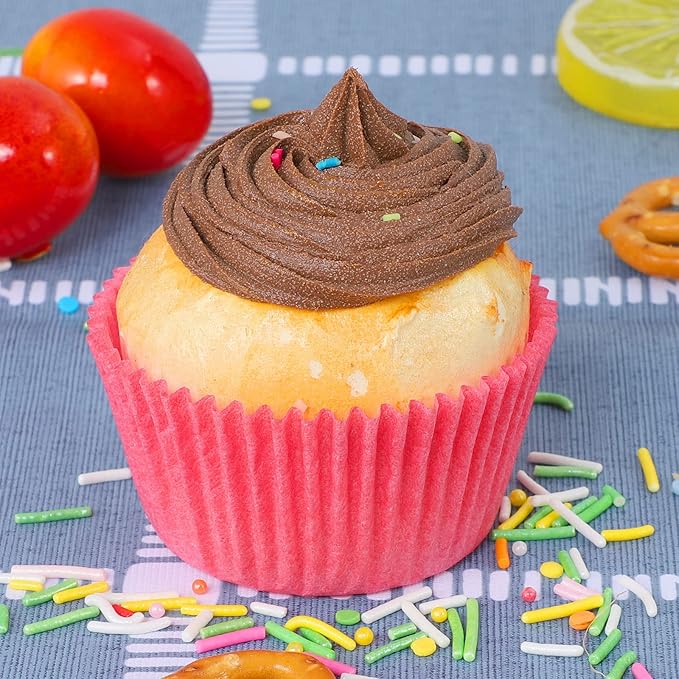 Caperci Standard Pink Cupcake Muffin Liners 500-Count, No Smell, Food Grade & Grease-Proof Paper