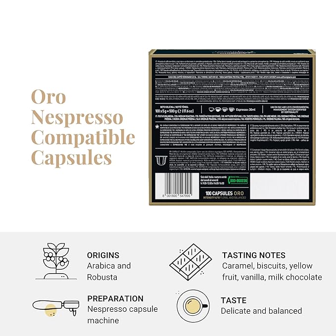 Caffe' Vergnano 1882 Medium Roast Espresso Original Line Machine Compatible Capsules, Arabica