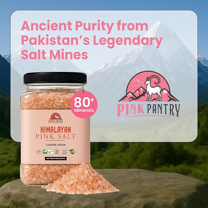 Pink Pantry Himalayan Pink Salt, 100% Pure Himalayan Salt, Non-GMO, Kosher Certified, No Additives