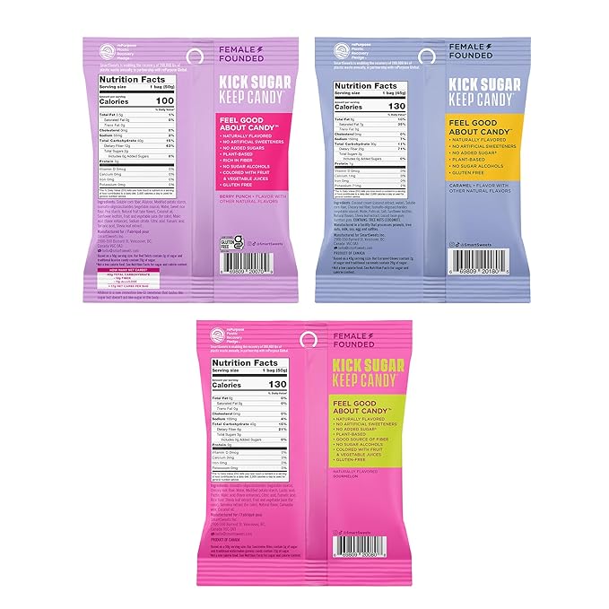SmartSweets Variety Pack Sampler, Pack of 6 Individual Flavors, Low Sugar & Calorie Candy - Sweet