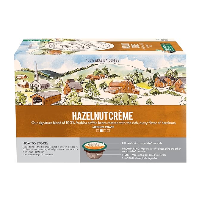 New England Coffee Hazelnut Crème Medium Roast Single Serve Pods, 12ct Box (Pack of 6)