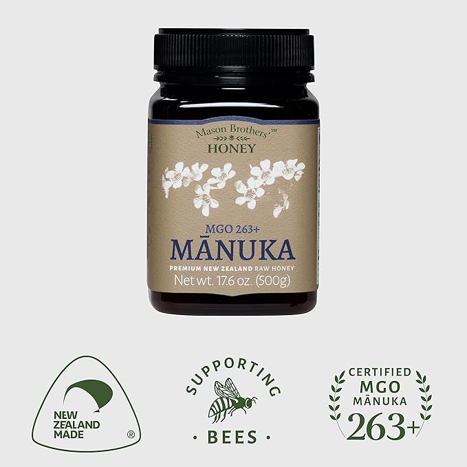 Mason Brothers’ Raw Manuka Honey MGO 263+ | 100% Pure, New Zealand Honey | Traceable | MGO
