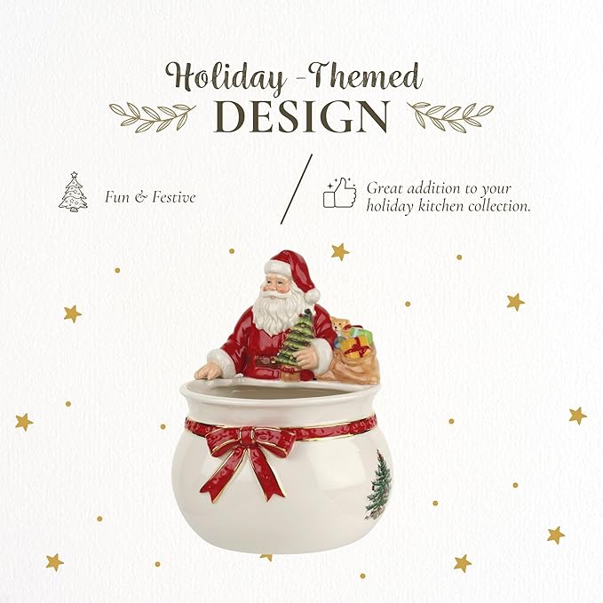Spode Christmas Tree Candy Bowl - 7.5-Inch Earthenware Bowl for Candy, Nuts, Potpourri, Holiday