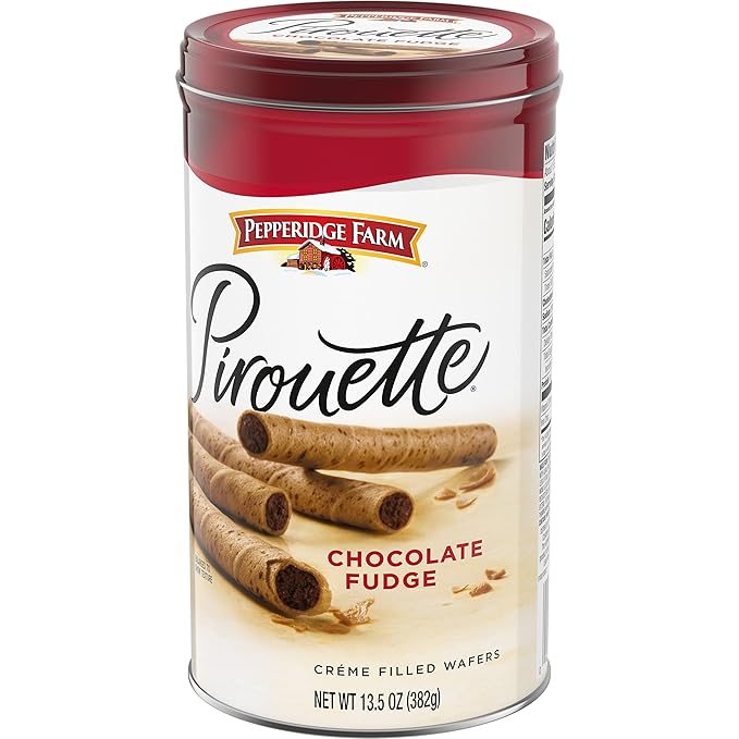 Pepperidge Farm Pirouette Cookies, Chocolate Fudge Créme Filled Wafers, 13.5 Oz Tin