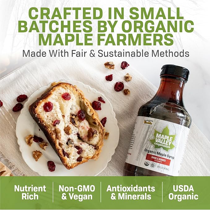 Maple Valley Organic Pure Maple Syrup, Amber and Rich, Better Than Pancake Syrup, Use for Coffee or