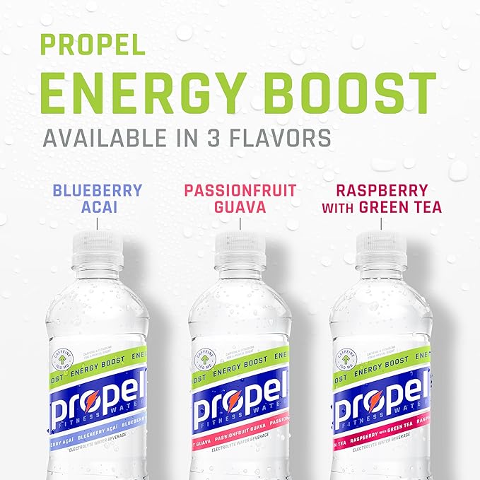 Propel Energy Boost Zero Calorie Flavored Water With Electrolytes and Caffeine, Passionfruit Guava