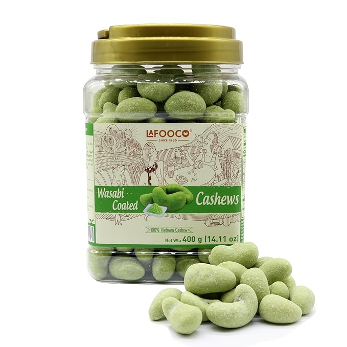 LAFOOCO Cashews, 100% Natural, Vegan Snacks, Great Gift, Resealable Jar, Halal, BRCGS (14.11 oz)