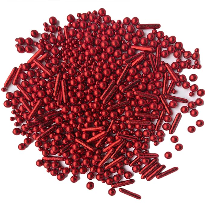 Sprinkles Red Pearl Sugar Candy Mix Size Baking Cake Decorations Cupcake Toppers Celebrations