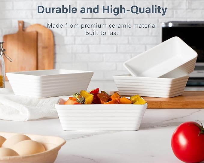 ONEMORE Small Baking Dish, Rectangle Ceramic Baking Dish for Oven, Individual Casserole Dishes for