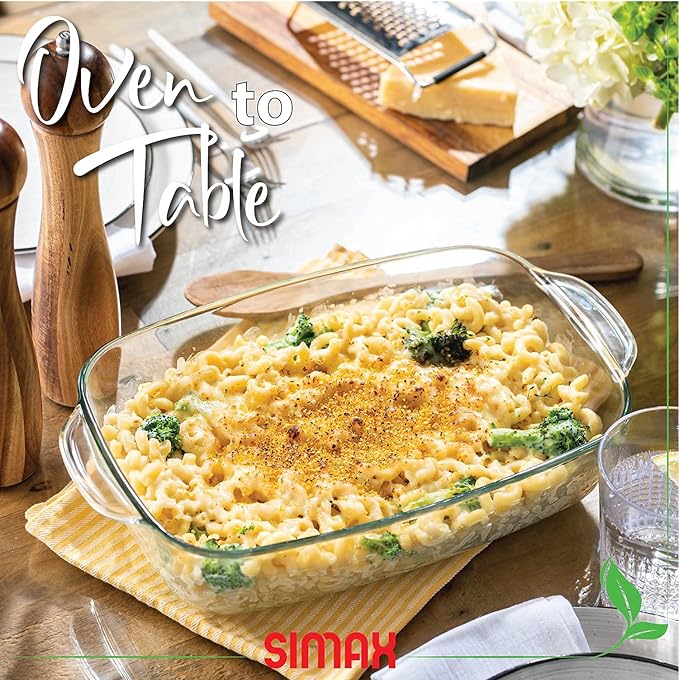 Simax Glass Casserole Baking Dish: Clear Glass Round Casserole Dish with Lid and Handles,Covered