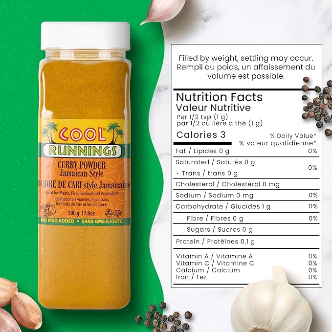 Cool Runnings Jamaican Style Curry Powder 500g - Aromatic and Flavorful Blend for Curries, Meats