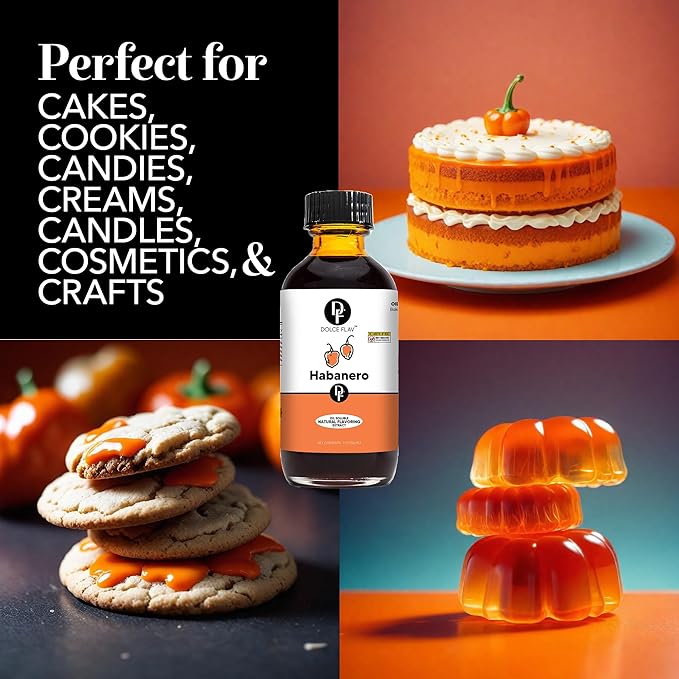 Dolce Flav Natural Habanero Extract (Oil-Soluble) 2 oz ??Kosher, Sugar-Free, Concentrated Spicy