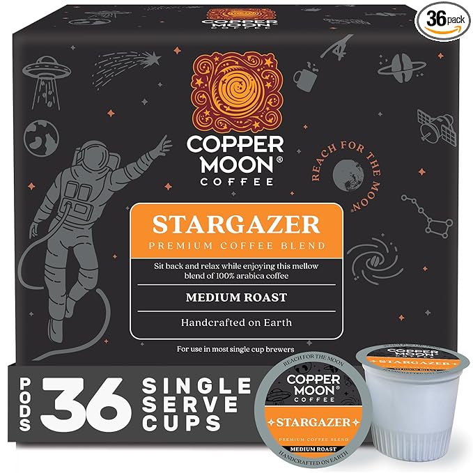 Copper Moon Single Serve Coffee Pods for Keurig K-Cup Brewers, Medium Roast, Stargazer Blend, 36