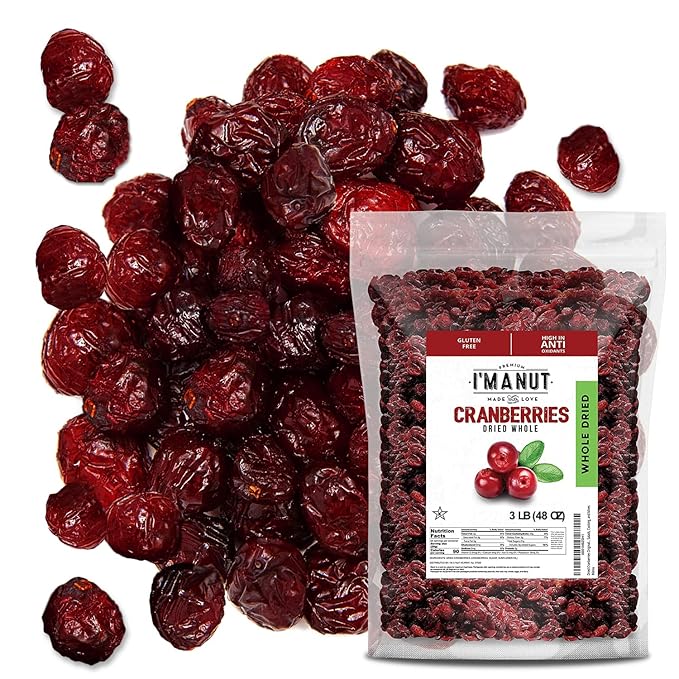 Dried Cranberries Original 3 Lbs(48 oz) Batch Tested Gluten & Peanut Free | Resealable Bag | High