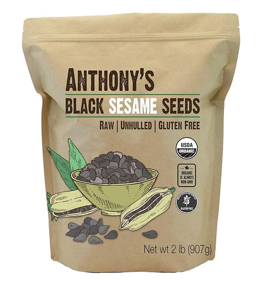Anthony's Organic Black Sesame Seeds, 2 lb, Raw, Unhulled, Batch Tested & Verified Gluten Free