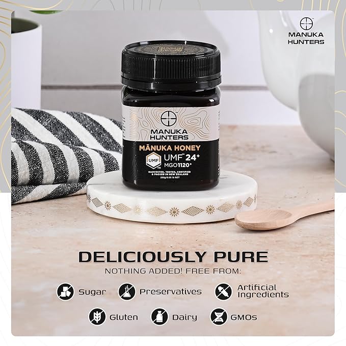 Manuka Hunters UMF 24+/MGO 1120+ Certified New Zealand Manuka Honey - 100% Pure Natural Sweetener