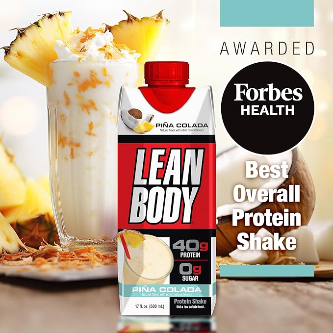 Lean Body Ready-to-Drink Pina Colada Protein Shake, 40g Protein, Whey Blend, 0 Sugar, Gluten Free