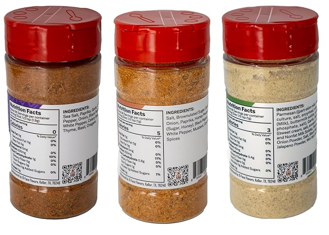 O-Face BBQ 3-Pack, 1 Bayou Boom Boom, 1 Pork Rub Seasoning, 1 Spicy Garlic Parmesan - Bold Southern