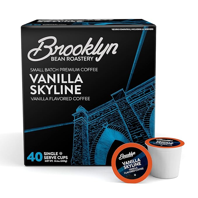 Brooklyn Beans Vanilla Skyline Gourmet Coffee Pods - Compatible with Keurig K Cup Brewers Including