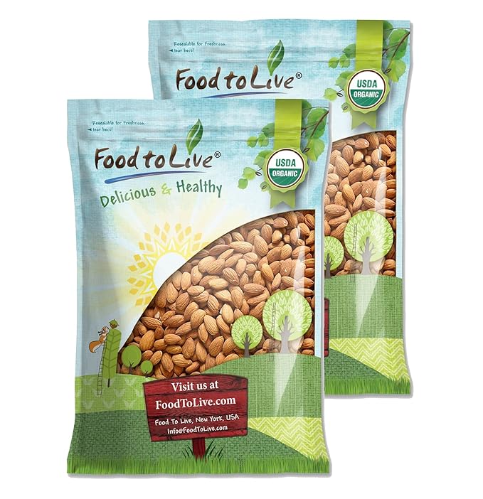 Food to Live Organic Imported Raw Almonds, 15 Pounds - Non-GMO, Whole, Raw, No Shell, Unsalted