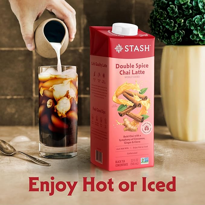 STASH Double Spice Chai Latte Concentrate - Barista Style Caffeinated Chai Tea Beverage - Crafted
