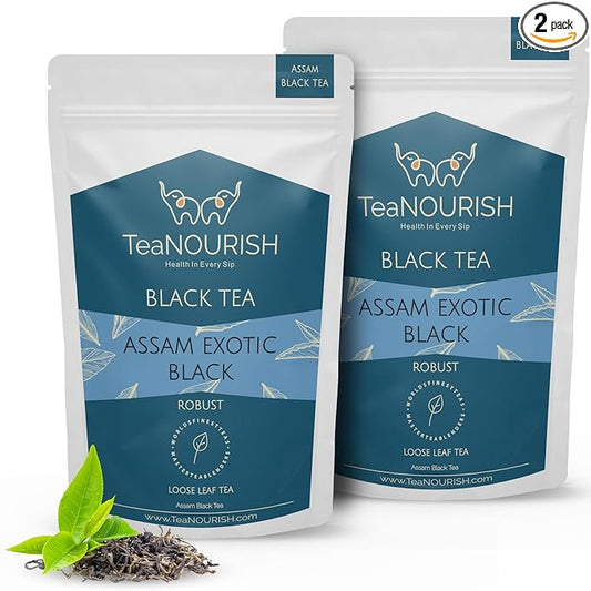TeaNOURISH Assam Exotic Black Tea | Unblended Loose Leaf Tea | Robust & Full Bodied | Freshly