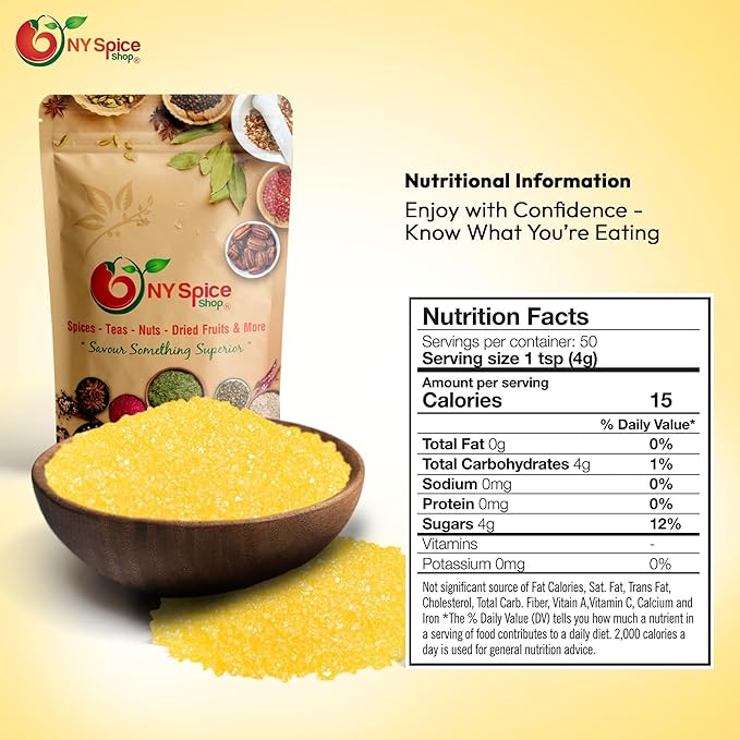 NY Spice Shop Yellow Sanding Sugar - 8 Ounce Sweet Colorful Edible Sprinkles For Candy Dish - Sugar