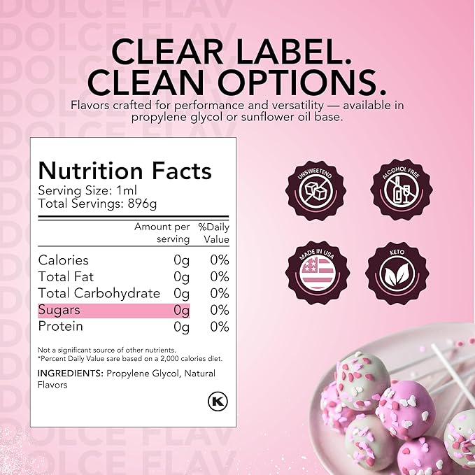 Dolce Flav Cake Batter Flavoring ??32 oz. ??Premium Water-Based Extract for Ice Cream, Desserts