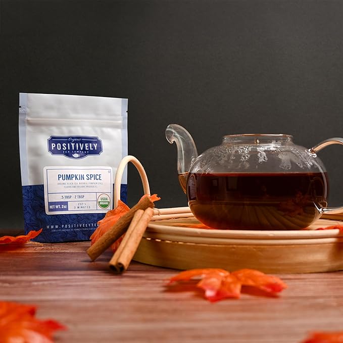 Organic Positively Tea Company, Pumpkin Spice Black Tea, Loose Leaf, 16 Ounce