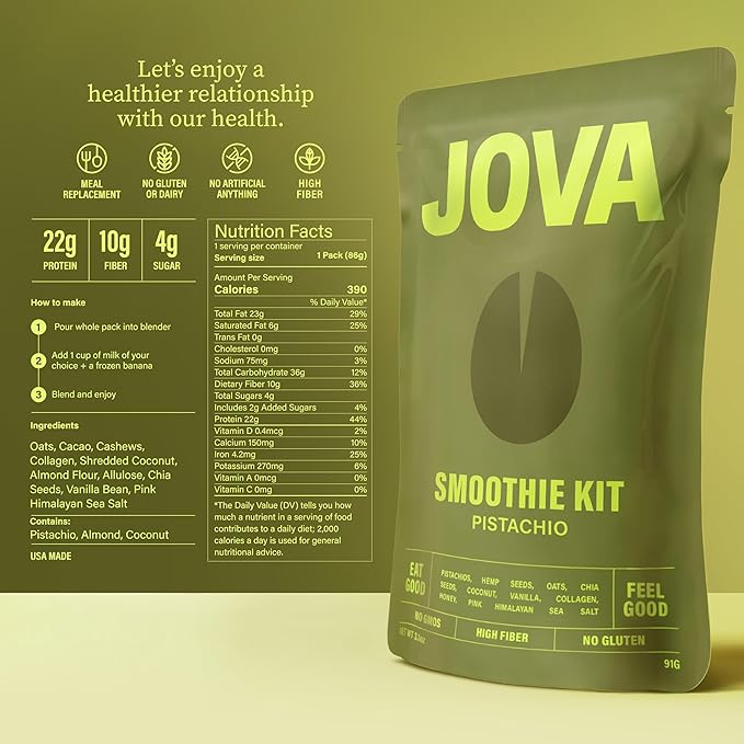 JOVA Pistachio Deliciously Good for You Shake | 22g Protein, 10g Fiber, 4g Sugar (Whole Foods:
