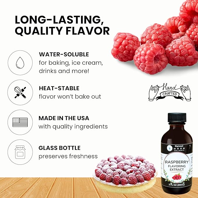Natural Raspberry Extract - 2 oz - Water-Soluble - By Harvest Moon Delights - Raspberry Extract for