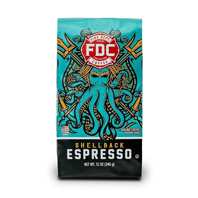 Fire Department Coffee - Gives Back to Firefighters - Bold & Smooth Shellback Espresso Ground