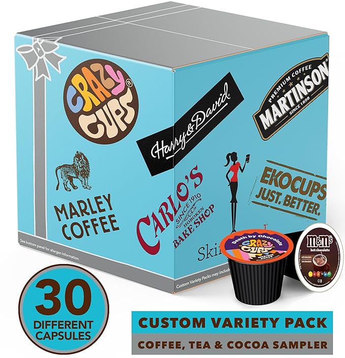 Variety Pack of Coffee, Tea, Hot Chocolate and Cappuccino, Sampler of Single Serve Coffee, Tea, Hot