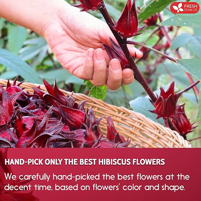 FRESHDRINKUS 115 Hibiscus Flowers Tea Bags, 100 Percent Natural, Pure from Hibiscus Flowers. Loose