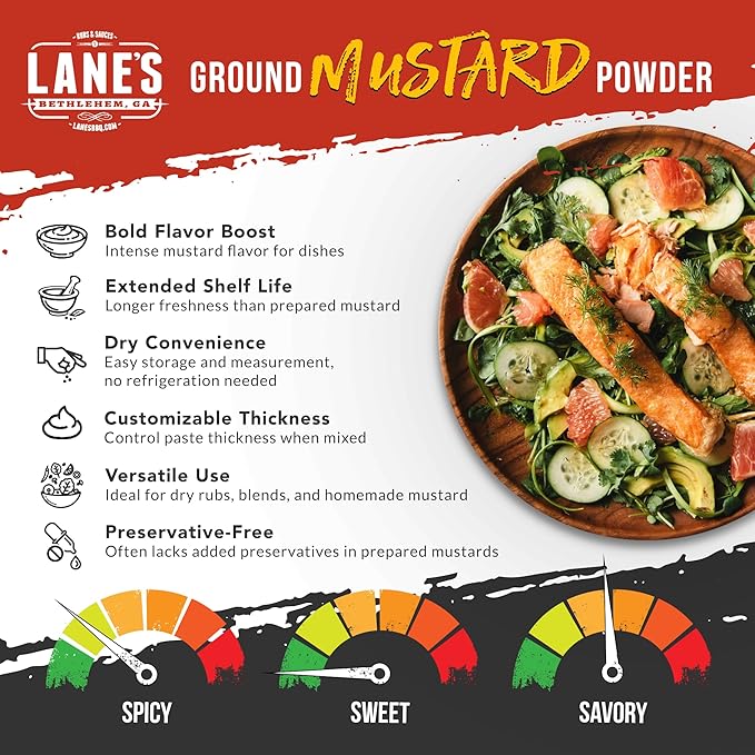 Lane's Ground Mustard Powder, All-Natural Ground Dry Mustard Powder, Perfect for Meats, Fish &