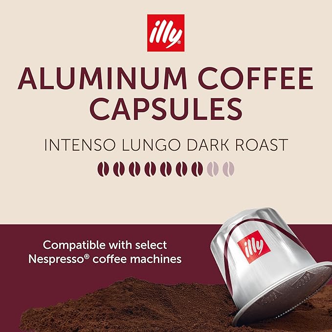 illy Aluminum Espresso Capsules - Compatible with Nespresso Machines - Intenso Lungo Roast Coffee