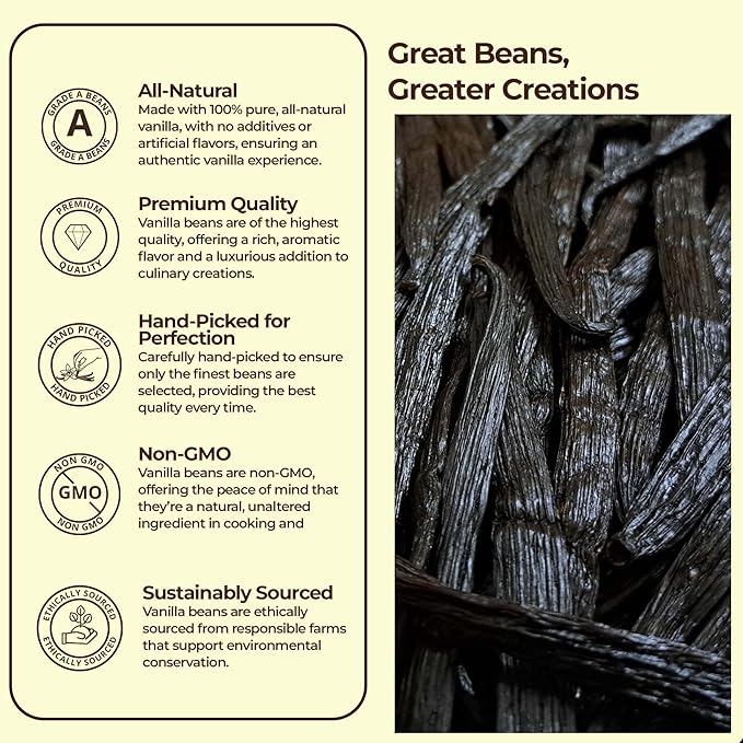 1 LB Bulk Vanilla Beans Grade A + | Vanilla Bean Pods For Making Vanilla Extract | Non-GMO |