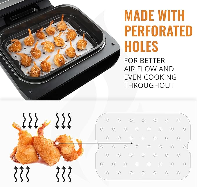 INFRAOVENS Air Fryer Parchment Paper Liners for Ninja Foodi XL Smart FG551 6-in-1 Indoor Grill