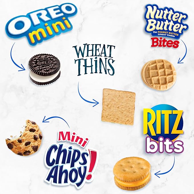 OREO Mini Cookies, Mini CHIPS AHOY! Cookies, RITZ Bits Cheese Crackers, Nutter Butter Bites & Wheat