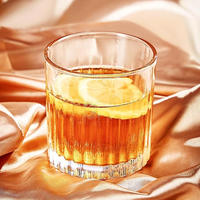 Whiskey Glasses Set of 4,Lead-Free Crystal Old Fashioned Glass,300ml Rocks Glass Tumblers for