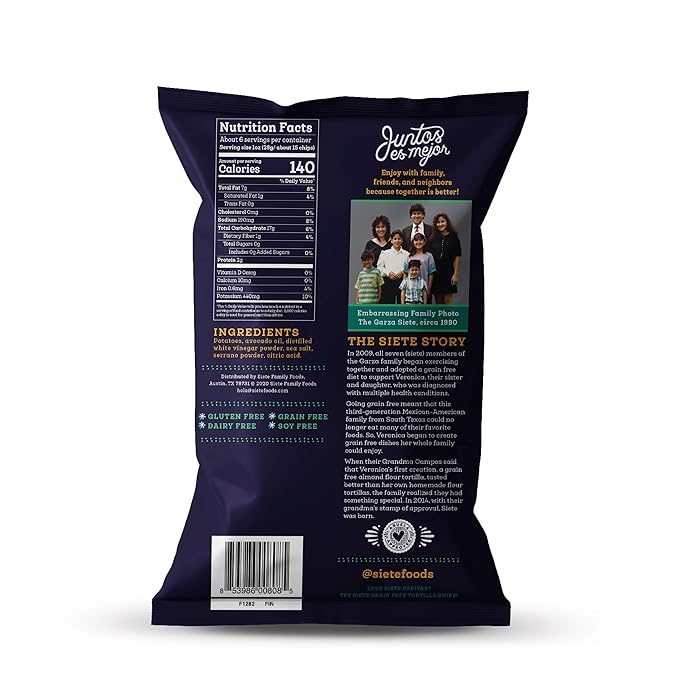 Siete Grain Free Potato Chips | Kettle Cooked | Gluten Free Chips | Vegan Snacks | Non GMO | Sea
