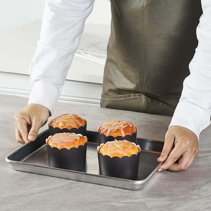 Panificio 10 Ounce Cupcake Wrappers, 200 Scalloped Baking Cups - Oven-Ready, Greaseproof, Black