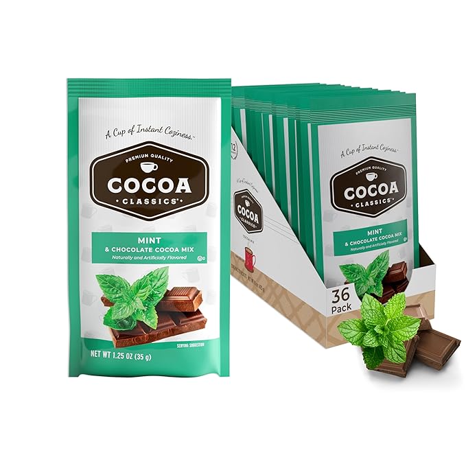 Cocoa Classics Mint Cocoa Mix, Hot Chocolate, Made with Nonfat Milk, Just Add Hot Water, Make Hot