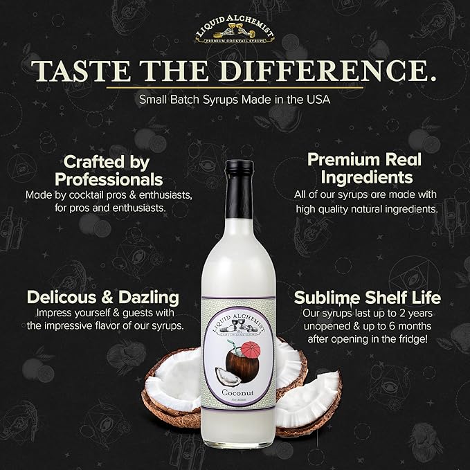 Liquid Alchemist Coconut Syrup for Drinks - Real Ingredients Make our Cream of Coconut Syrup a