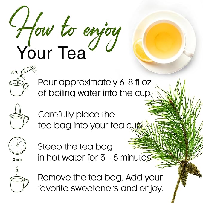 FreshDrinkUS, Pine Needle Tea Bags ??40 Tea Bags, Naturally Caffeine-Free, Refreshing Herbal Tea