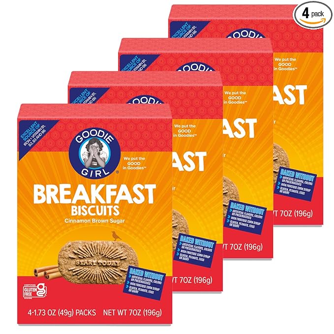 Goodie Girl, Cinnamon Brown Sugar Breakfast Biscuits | Snack Packs | Gluten Free, Peanut Free, Egg