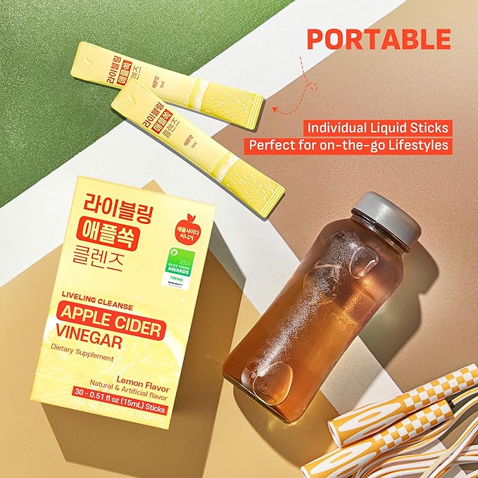 [Liveling] Apple Cider Vinegar Drink Stick ??Lemon Flavor | Supports Digestion, Daily Cleanse