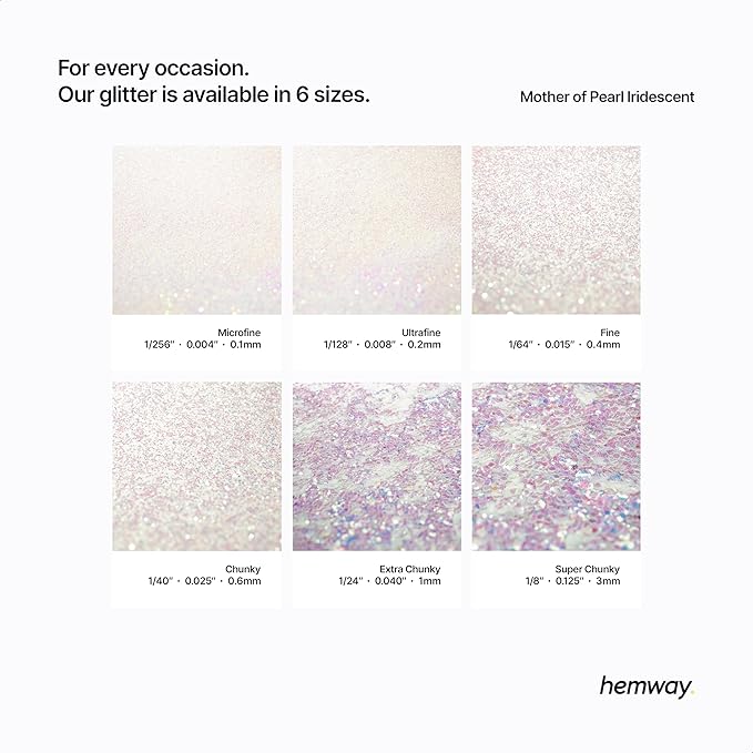 Hemway Premium Glitter Shaker - Mother of Pearl Iridescent | 130g Ultrafine Metallic Flake Sequins