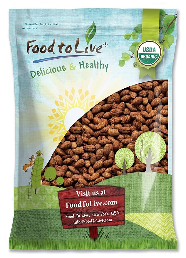 Food to Live Organic Dry Roasted Almonds, 8 Pounds – Non-GMO, Unsalted, Vegan, Keto, Paleo, Kosher